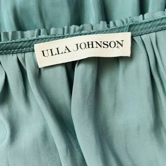 Ulla Johnson Gemma Teal Satin Long Sleeve Mini Dress - Picture 5 of 5